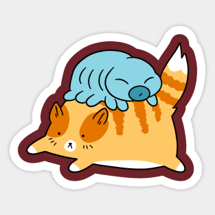 Waterbear and Orange Tabby Cat Sticker